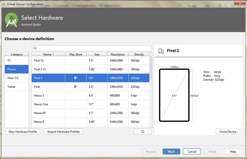 Create AVD step 1